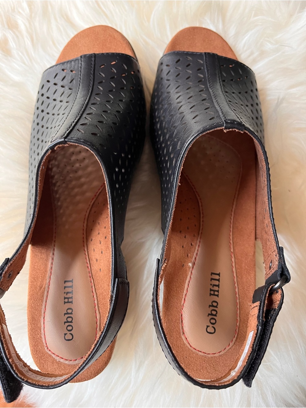 Cobb Hill by New Balance Black Perforated Open-Toe Slingback Mules